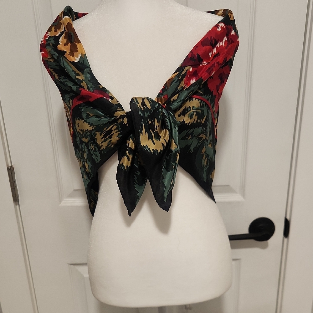Adrienne Vittadini Red and Green Floral Scarf
